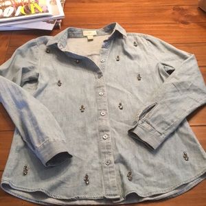 Loft brand Soft embroidery denim shirt